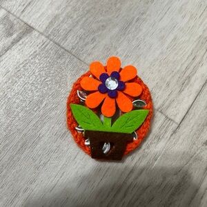 Orange Felt Flower pin